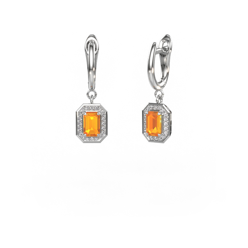 Image of Drop earrings Dodie 1 950 platinum Citrin 6x4 mm