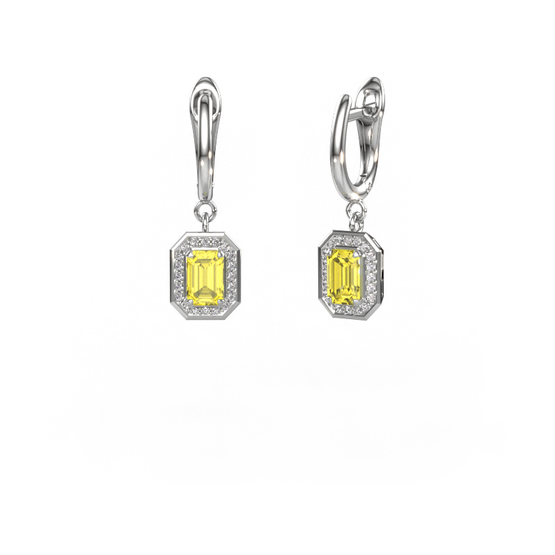 Image of Drop earrings Dodie 1 950 platinum Yellow lab grown diamond 6x4 mm