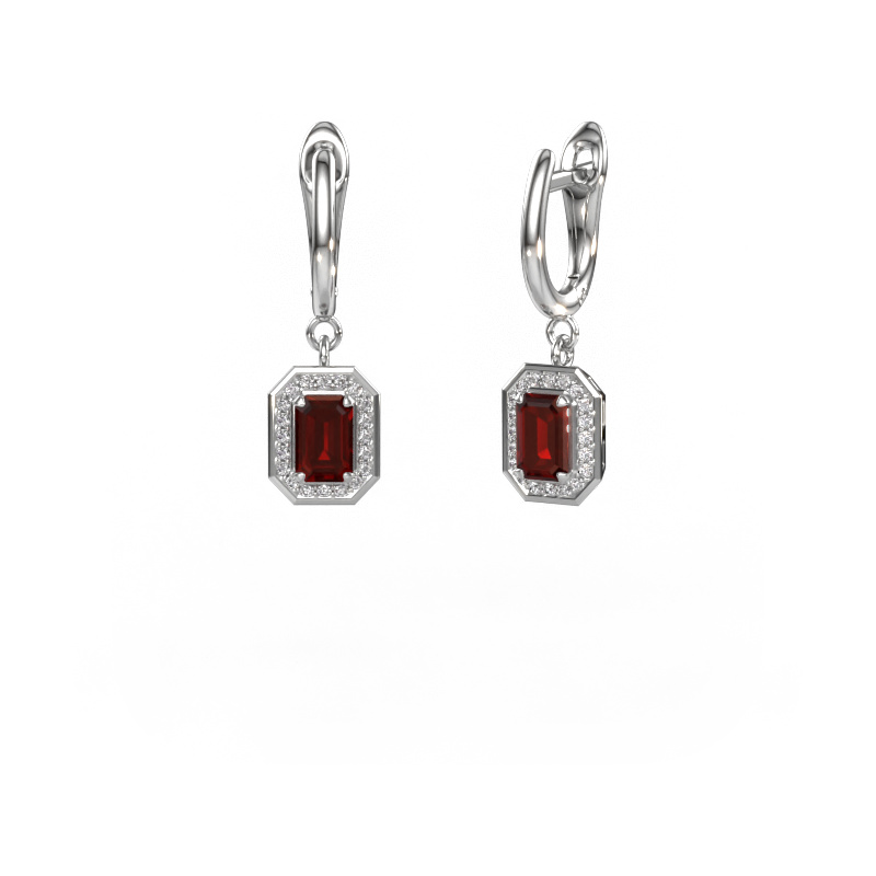 Image of Drop earrings Dodie 1 950 platinum Garnet 6x4 mm
