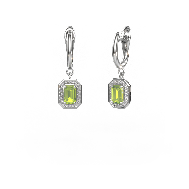 Image of Drop earrings Dodie 1 950 platinum Peridot 6x4 mm