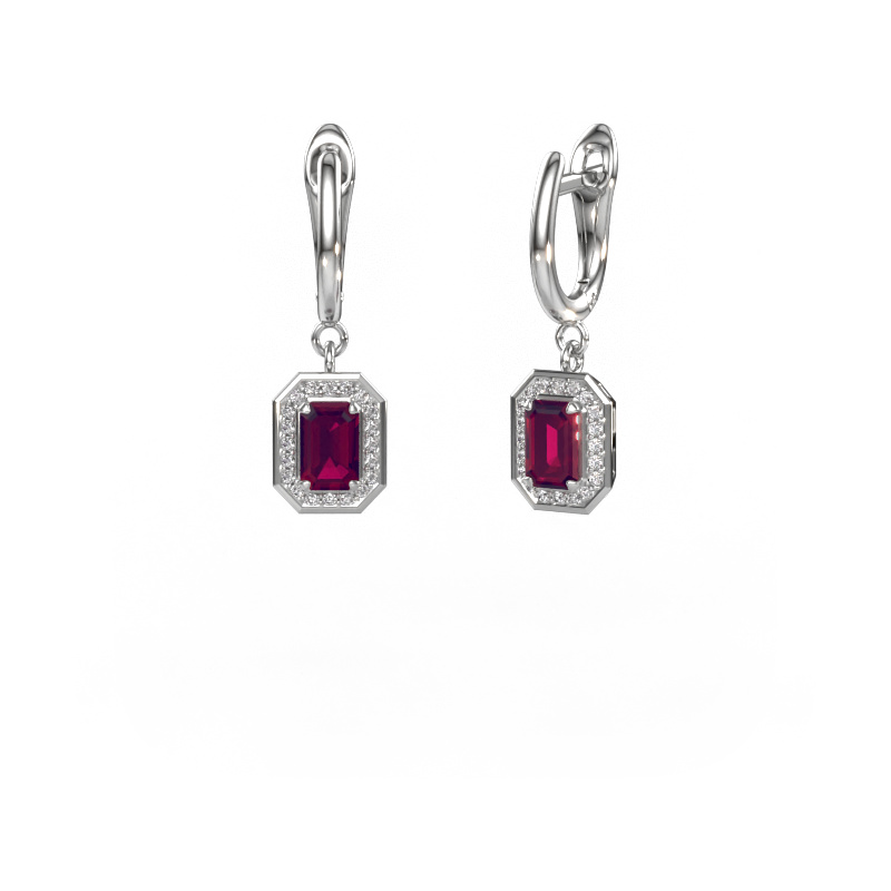 Image of Drop earrings Dodie 1 950 platinum Rhodolite 6x4 mm