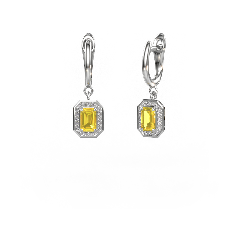 Image de Pendants d'oreilles Dodie 1 950 platine Saphir jaune 6x4 mm
