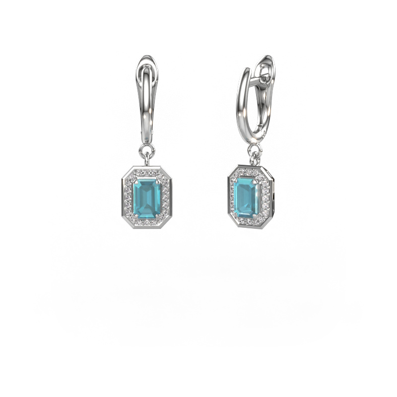 Image de Pendants d'oreilles Dodie 1 950 platine Topaze bleue 6x4 mm