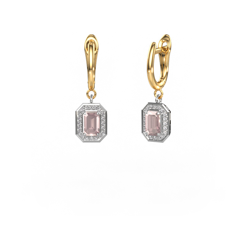 Image de Pendants d'oreilles Dodie 1 585 or blanc Champagne morganite 6x4 mm