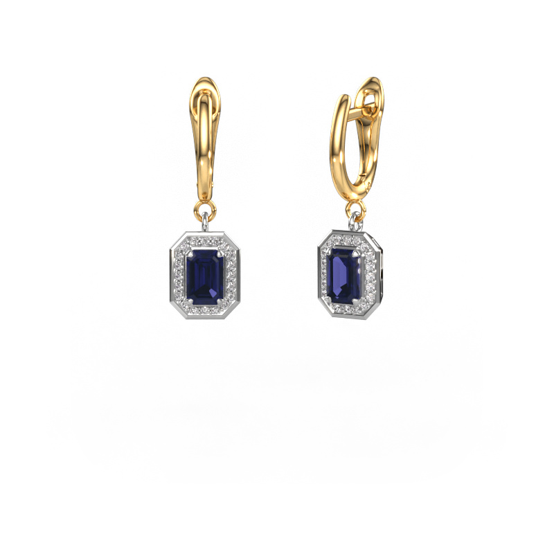 Image of Drop earrings Dodie 1 585 white gold Sapphire 6x4 mm