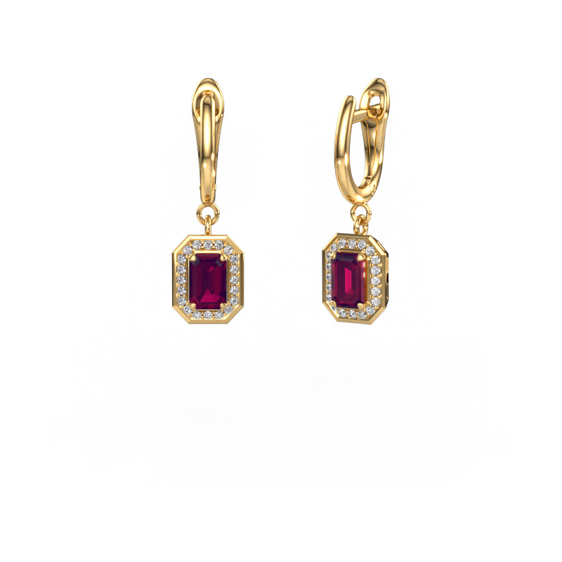 Image of Drop earrings Dodie 1 585 gold Rhodolite 6x4 mm