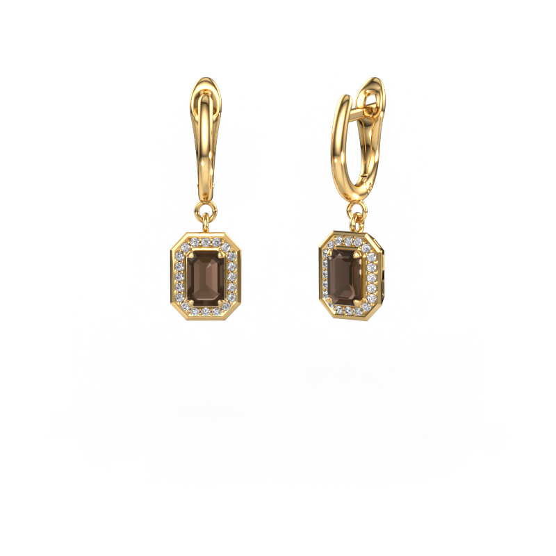 Image of Drop earrings Dodie 1 585 gold Smokey quartz 6x4 mm