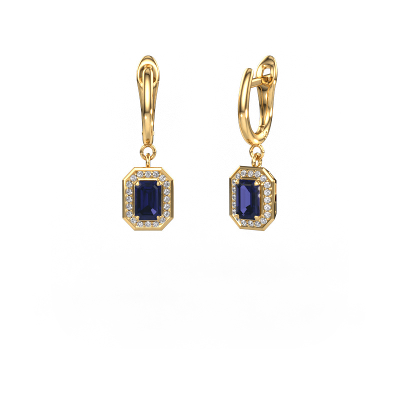 Image de Pendants d'oreilles Dodie 1 585 or jaune Saphir 6x4 mm