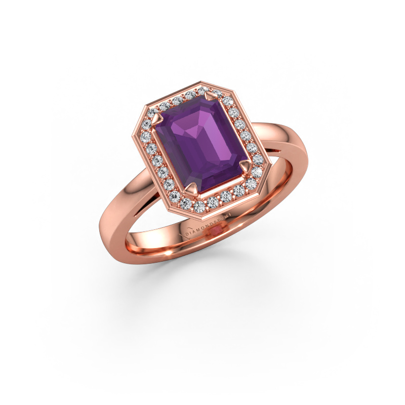 Bild av Förlovningsring Dodie 1 eme 585 roséguld Ametist 8x6 mm