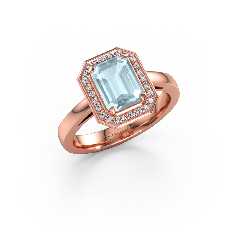 Immagine di Anello di fidanzamento Dodie 1 eme 585 oro rosa Acquamarina 8x6 mm