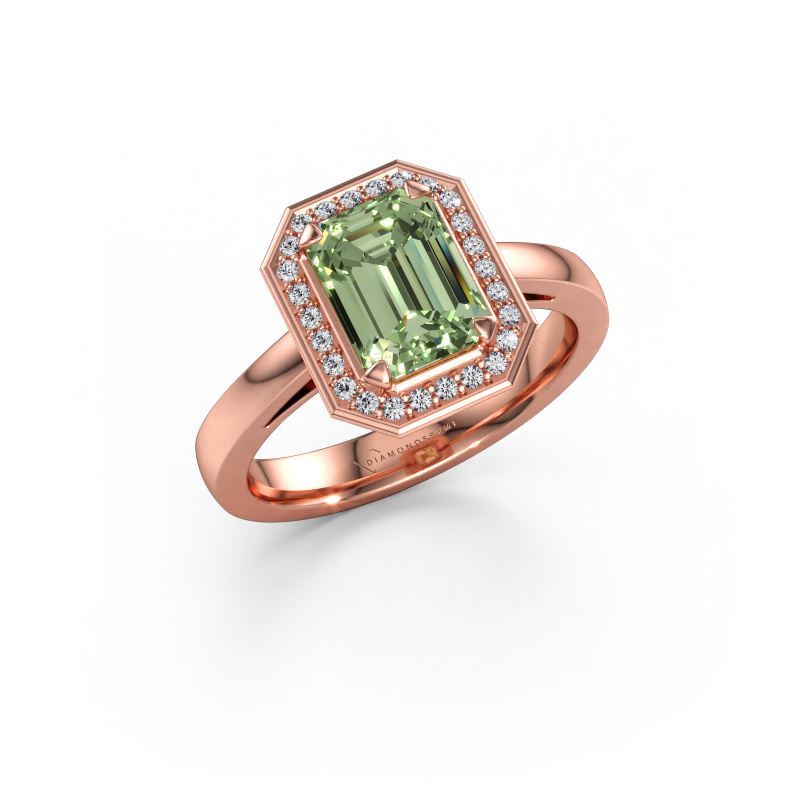 Immagine di Anello di fidanzamento Dodie 1 eme 585 oro rosa Diamante lab grown verde 8x6 mm