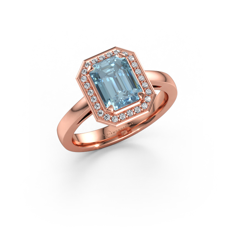 Bild av Förlovningsring Dodie 1 eme 585 roséguld Blå labbodlad diamant 8x6 mm
