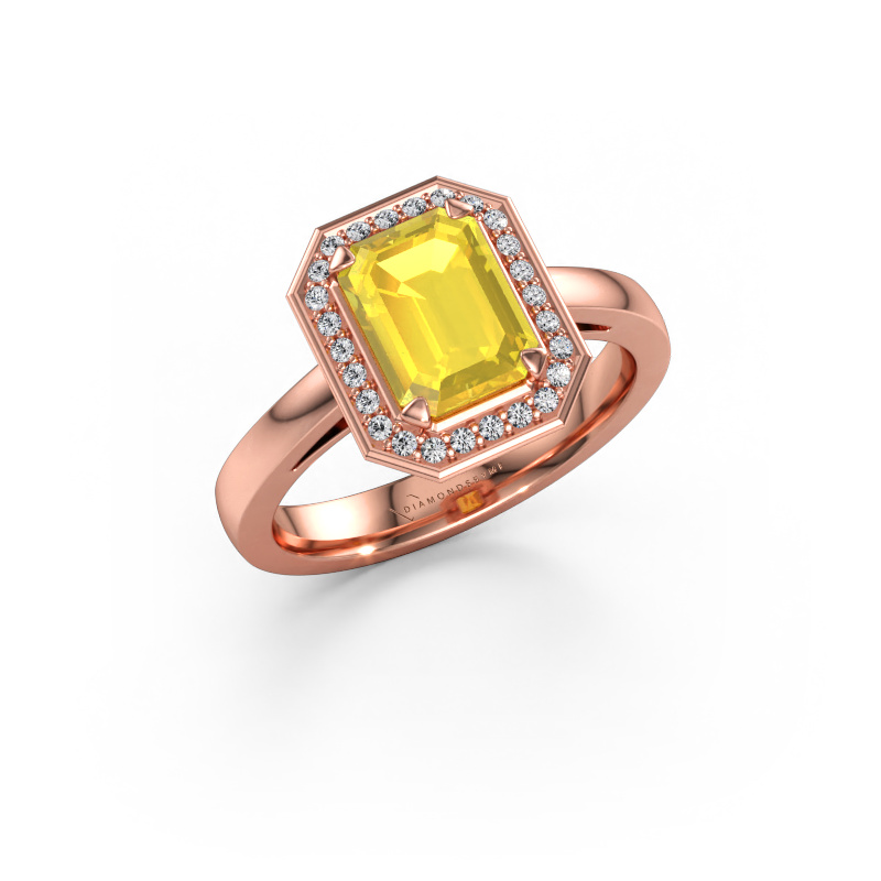 Bild av Förlovningsring Dodie 1 eme 585 roséguld Gul safir 8x6 mm