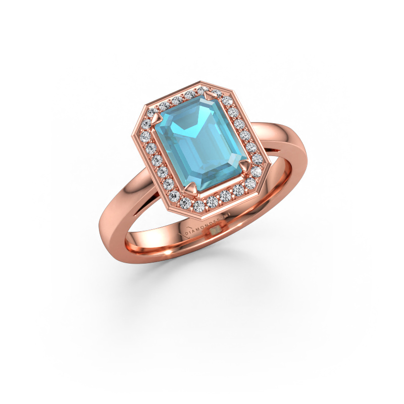 Immagine di Anello di fidanzamento Dodie 1 eme 585 oro rosa Topazio blu 8x6 mm