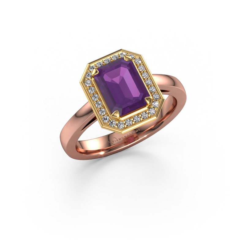 Bild von Verlobungsring Dodie 1 eme 585 Roségold Amethyst 8x6 mm
