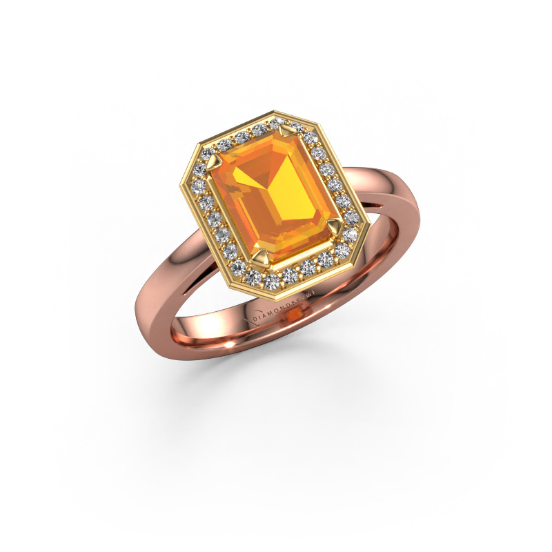 Image of Engagement ring Dodie 1 eme 585 rose gold Citrin 8x6 mm
