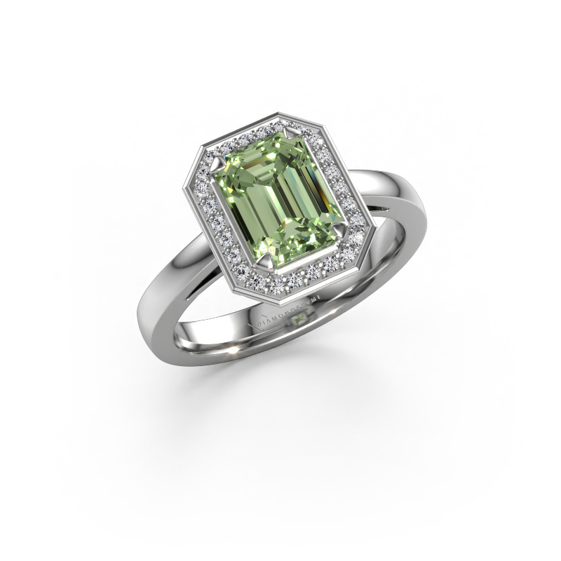 Image of Engagement ring Dodie 1 eme 950 platinum Green lab grown diamond 8x6 mm