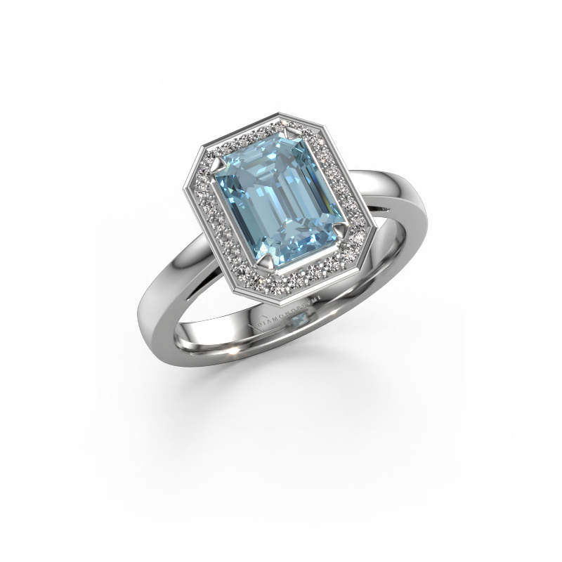 Image of Engagement ring Dodie 1 eme 950 platinum Blue lab grown diamond 8x6 mm