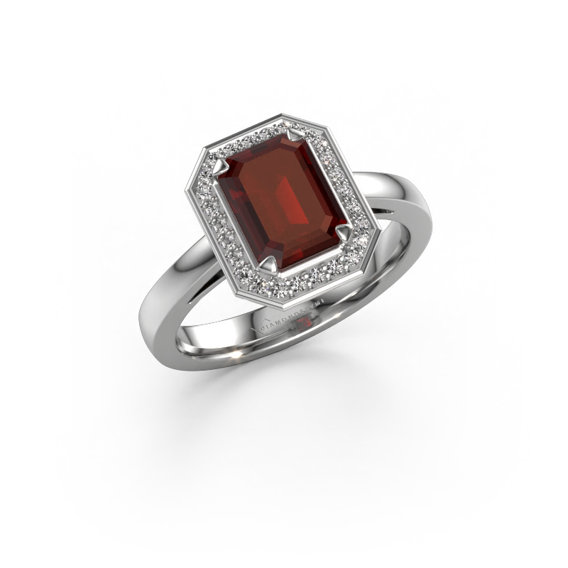 Image of Engagement ring Dodie 1 eme 950 platinum Garnet 8x6 mm