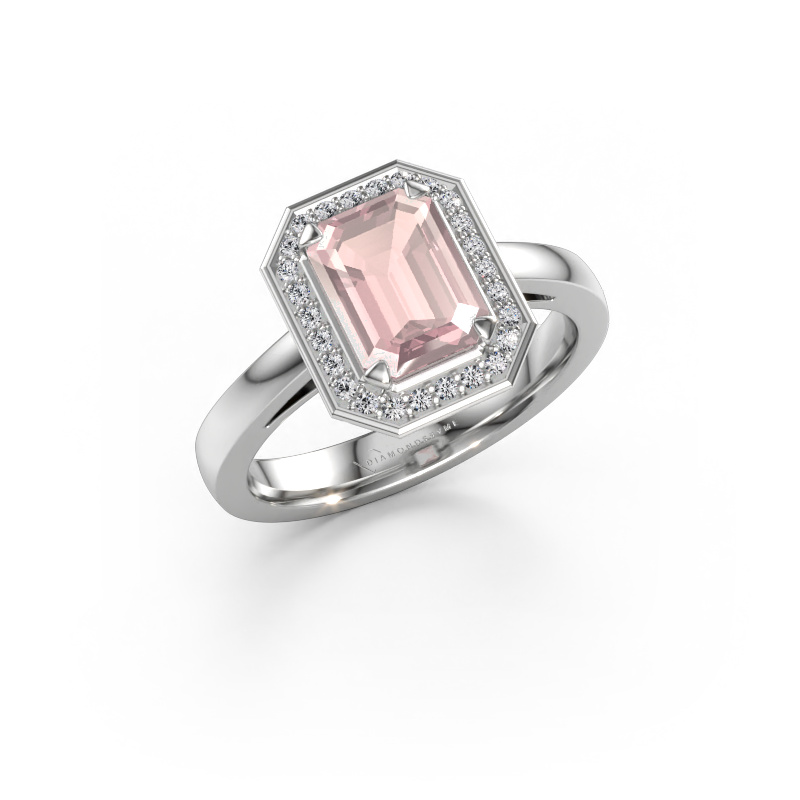 Immagine di Anello di fidanzamento Dodie 1 eme 585 oro bianco Morganite champagne 8x6 mm