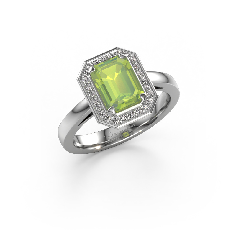 Image of Engagement ring Dodie 1 eme 950 platinum Peridot 8x6 mm