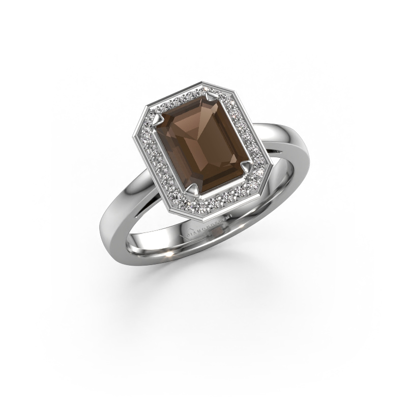 Bild von Verlobungsring Dodie 1 eme 950 Platin Rauchquarz 8x6 mm