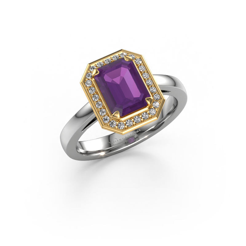 Image of Engagement ring Dodie 1 eme 585 white gold Amethyst 8x6 mm