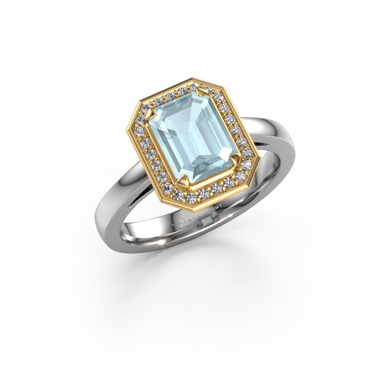 Image of Engagement ring Dodie 1 eme 585 white gold Aquamarine 8x6 mm
