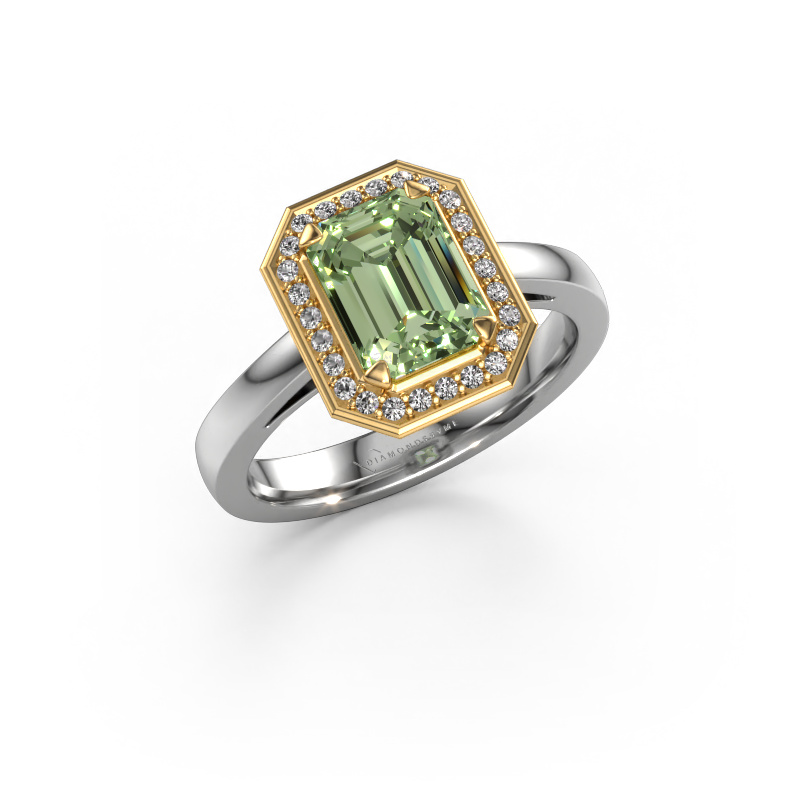 Bild von Verlobungsring Dodie 1 eme 585 Weißgold Grüner Labor-Diamant 8x6 mm