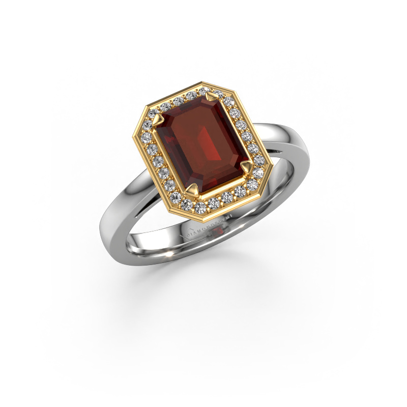 Image of Engagement ring Dodie 1 eme 585 white gold Garnet 8x6 mm