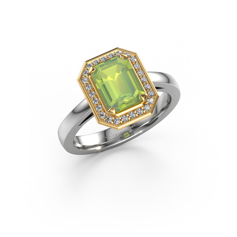 Image of Engagement ring Dodie 1 eme 585 white gold Peridot 8x6 mm