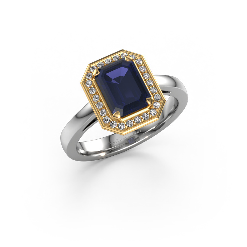 Image of Engagement ring Dodie 1 eme 585 white gold Sapphire 8x6 mm