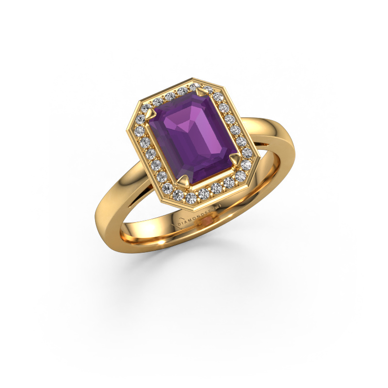 Image of Engagement ring Dodie 1 eme 585 gold Amethyst 8x6 mm