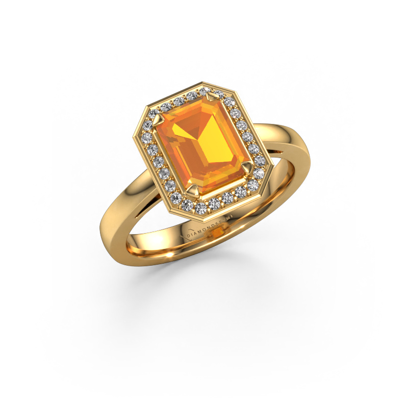 Image de Bague de fiançailles Dodie 1 eme 585 or jaune Citrine 8x6 mm