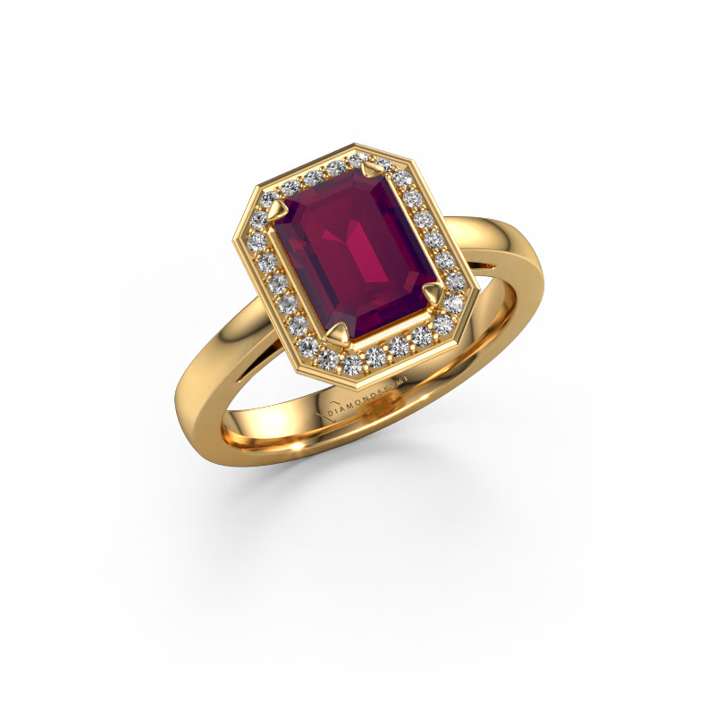 Bild von Verlobungsring Dodie 1 eme 585 Gold Rhodolit 8x6 mm