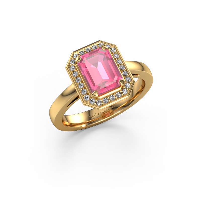 Image de Bague de fiançailles Dodie 1 eme 585 or jaune Saphir rose 8x6 mm
