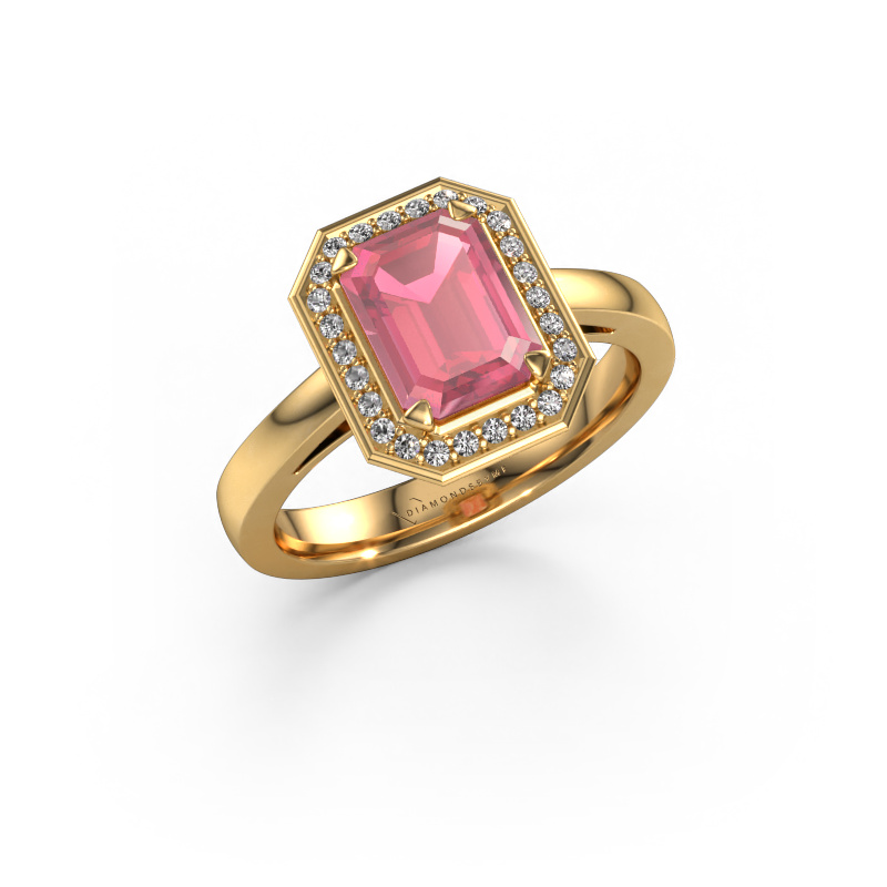 Image de Bague de fiançailles Dodie 1 eme 585 or jaune Rose tourmaline 8x6 mm