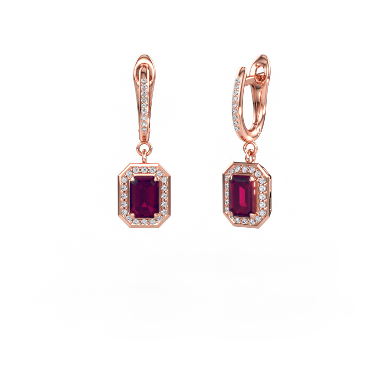 Immagine di Orecchini pendenti Dodie 2 585 oro rosa Rodolite 6.5x4.5 mm