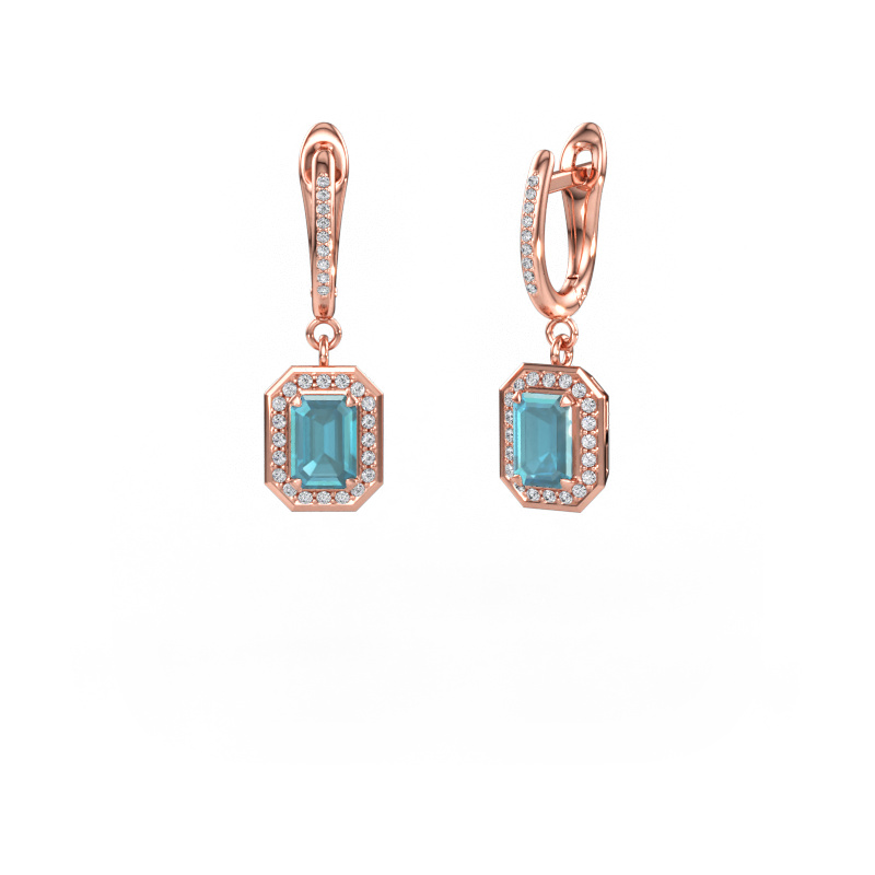 Bild av Hängande örhängen Dodie 2 585 roséguld Blå topas 6.5x4.5 mm