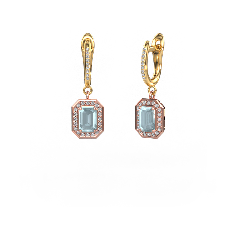 Image de Pendants d'oreilles Dodie 2 585 or rose Aigue-marine 6.5x4.5 mm