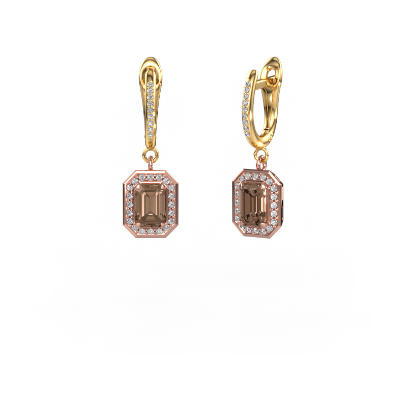 Image of Drop earrings Dodie 2 585 rose gold Brown diamond 2.045 crt
