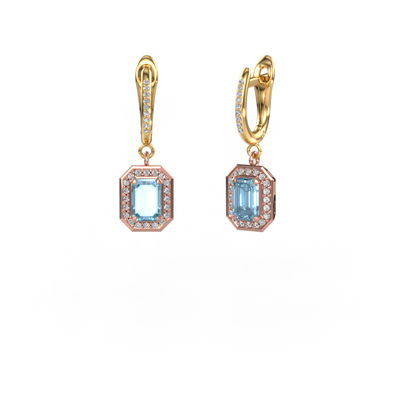 Image de Pendants d'oreilles Dodie 2 585 or rose Diamant synthétique bleu 6.5x4.5 mm