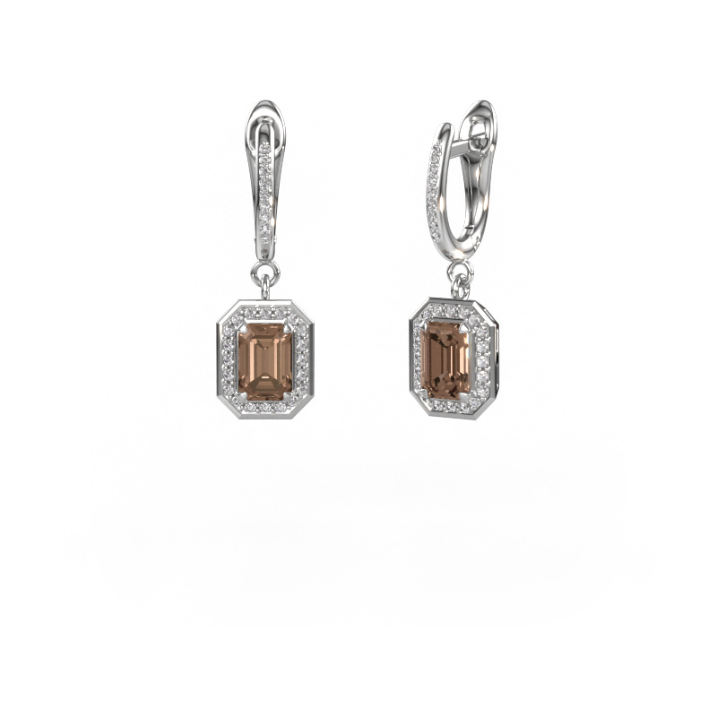 Image of Drop earrings Dodie 2 950 platinum Brown diamond 2.045 crt
