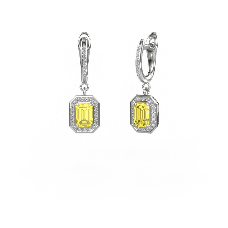 Image of Drop earrings Dodie 2 950 platinum Yellow lab grown diamond 6.5x4.5 mm