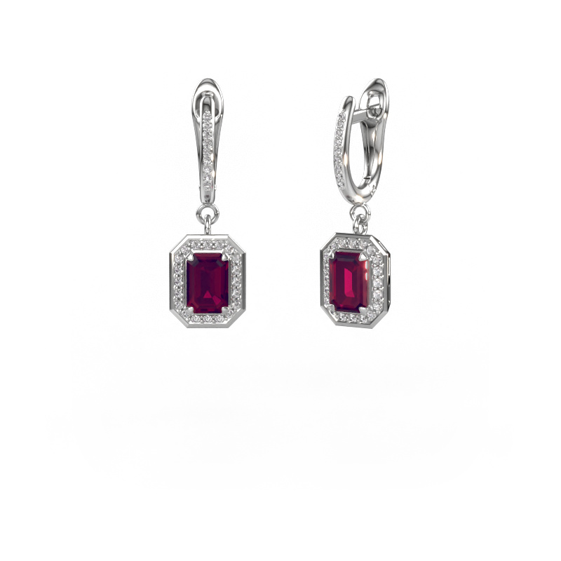 Image of Drop earrings Dodie 2 950 platinum Rhodolite 6.5x4.5 mm