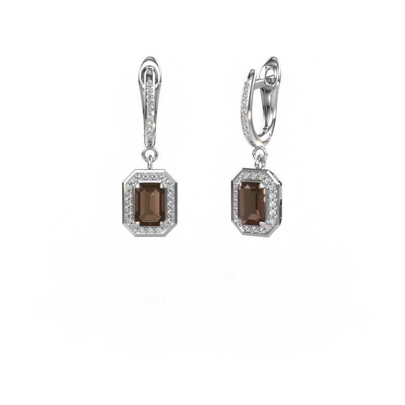 Image of Drop earrings Dodie 2 950 platinum Smokey quartz 6.5x4.5 mm