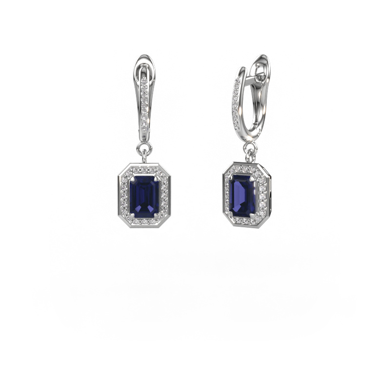 Image of Drop earrings Dodie 2 950 platinum Sapphire 6.5x4.5 mm