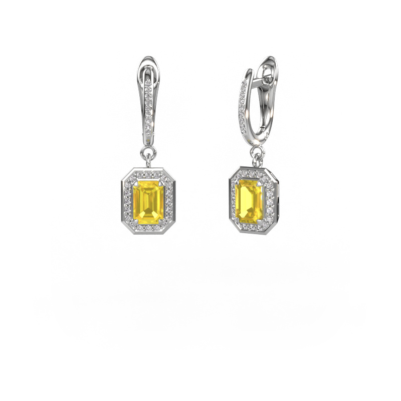 Image of Drop earrings Dodie 2 950 platinum Yellow sapphire 6.5x4.5 mm