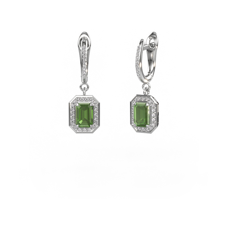 Image de Pendants d'oreilles Dodie 2 950 platine Vert tourmaline 6.5x4.5 mm