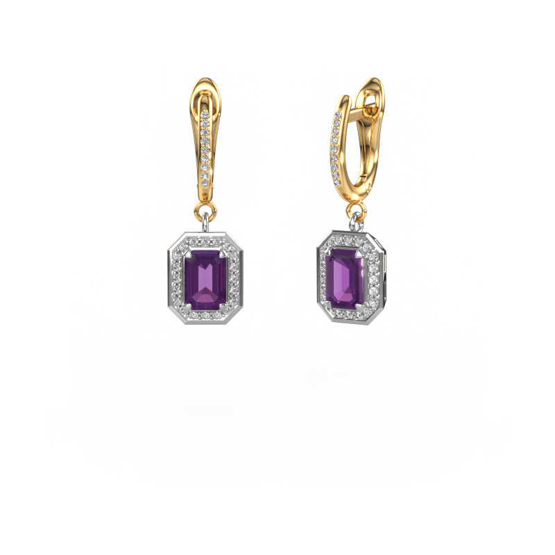 Image of Drop earrings Dodie 2 585 white gold Amethyst 6.5x4.5 mm